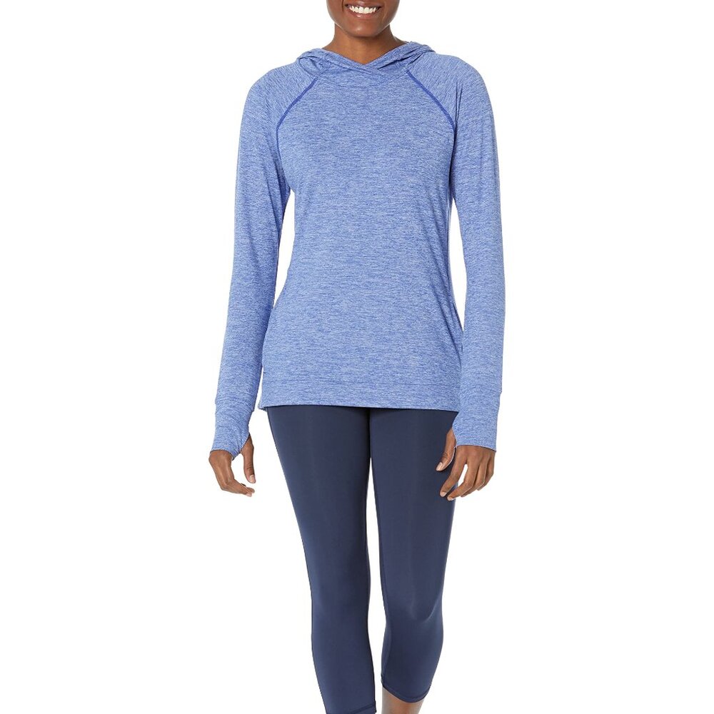 Amazon Essentials Women's Small Stretch Popover Hoodie Blue Space AZ0064